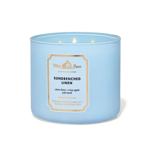 Bath & Body Works SunDrenched Linen Sun-Drenched Linen 3-Wick Scented Candle 411 G 3 Bath & Body Works SunDrenched Linen Sun-Drenched Linen 3-Wick Scented Candle 411 G