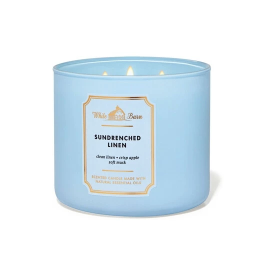 Bath & Body Works SunDrenched Linen Sun-Drenched Linen 3-Wick Scented Candle 411 G 4 Bath & Body Works SunDrenched Linen Sun-Drenched Linen 3-Wick Scented Candle 411 G - Image 2