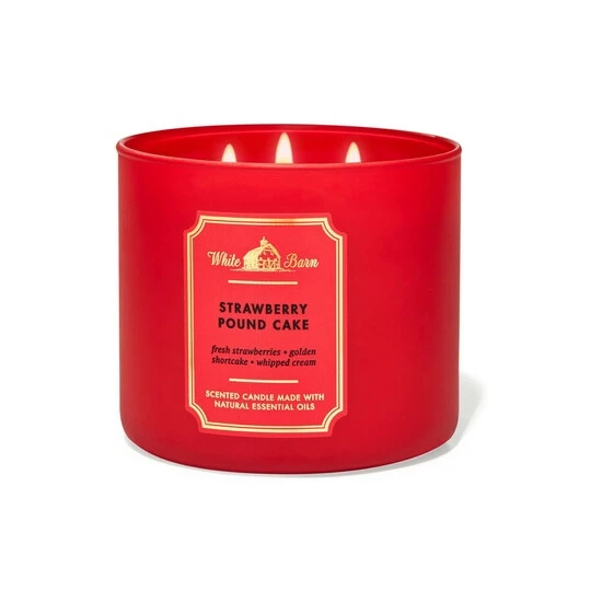 Bath & Body Works Strawberry Pound Cake Strawberry Pound Cake 3-Wick Scented Candle 411 G 4 Bath & Body Works Strawberry Pound Cake Strawberry Pound Cake 3-Wick Scented Candle 411 G - Image 2
