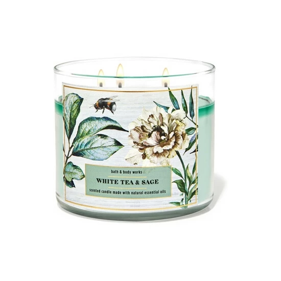Bath & Body Works Tea White Sage White Tea Sage 3Wick Candle14.5 Oz / 411 G 4 Bath & Body Works Tea White Sage White Tea Sage 3Wick Candle14.5 Oz / 411 G - Image 2