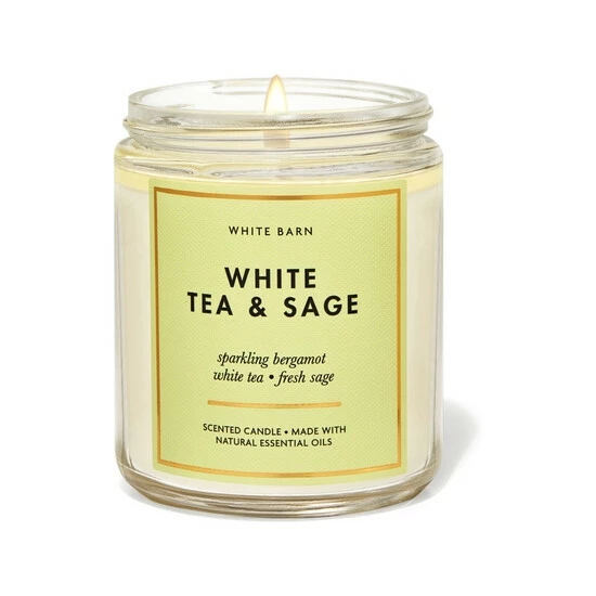 Bath & Body Works White Tea And Sage Single Wick Candle 7oz/198g 4 Bath & Body Works White Tea And Sage Single Wick Candle 7oz/198g - Image 2