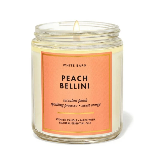 Bath & Body Works Peach Bellini Peach Bellini Single Wick Candle 7oz/198g 3 Bath & Body Works Peach Bellini Peach Bellini Single Wick Candle 7oz/198g