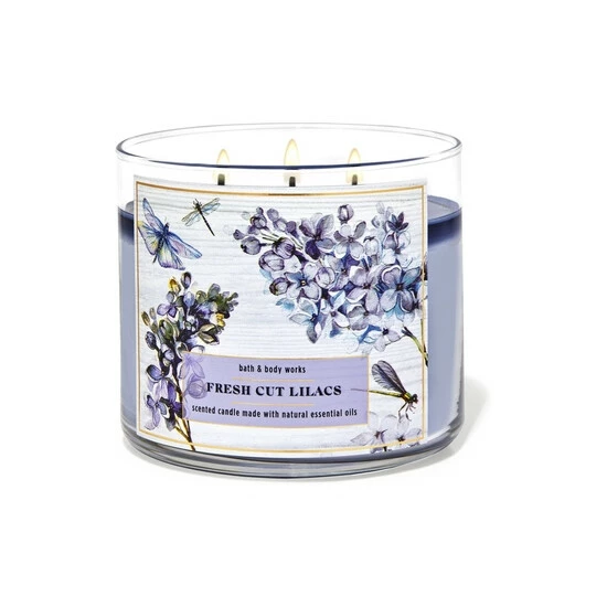 Bath & Body Works Clear Fresh Cut Lilacs 3Wick Candle 4 Bath & Body Works Clear Fresh Cut Lilacs 3Wick Candle - Image 2